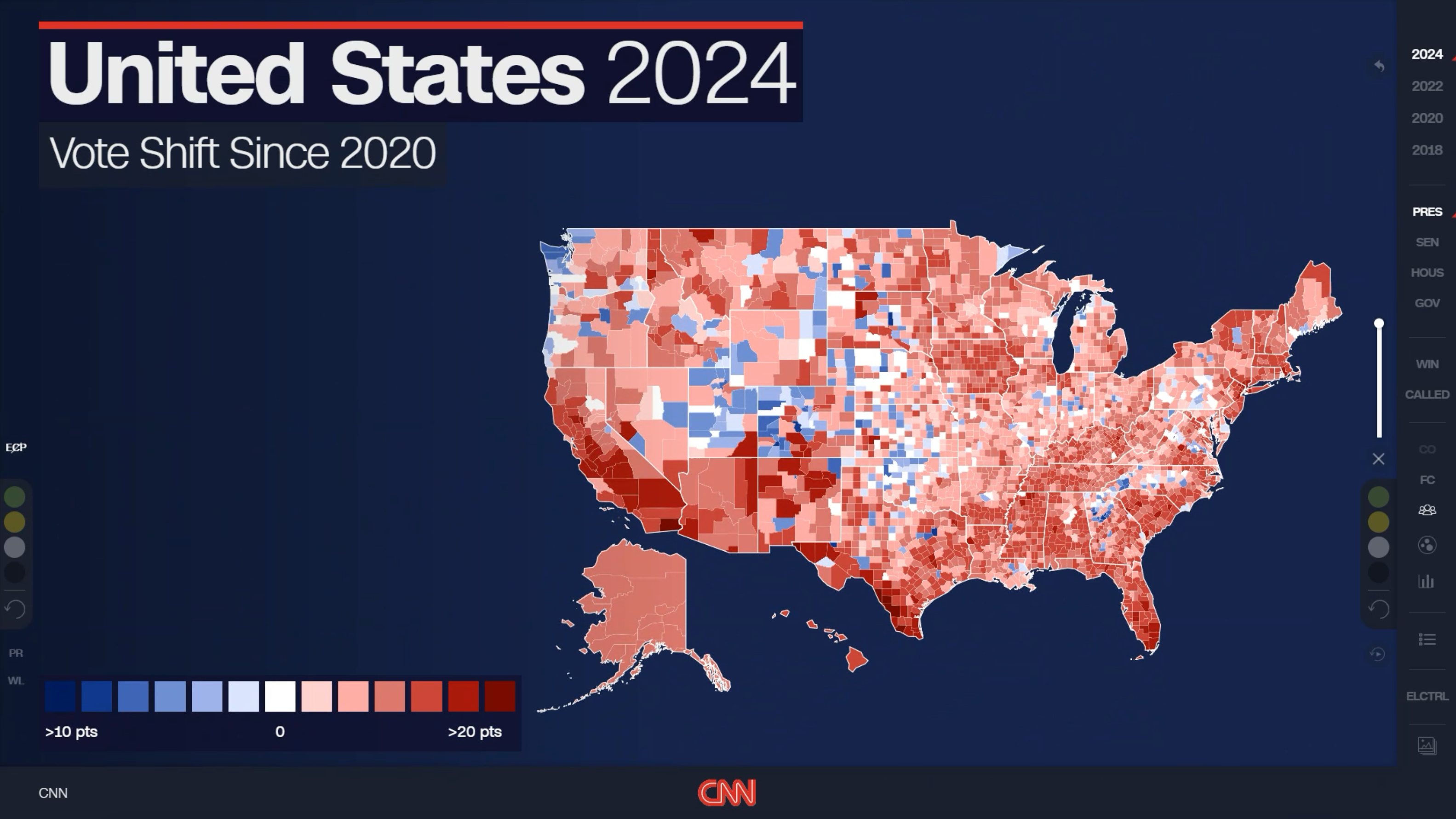 CNN Magic Wall vote shifts visualization